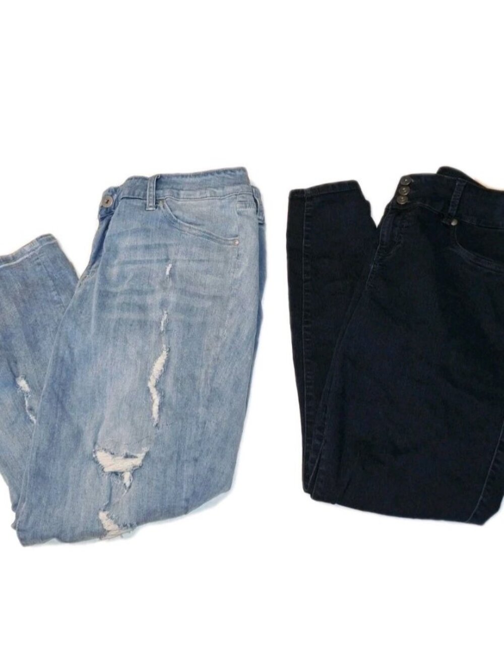 Torrid Women's Size 16 Blue Skinny Jeans Distressed And Black Jeggings 36x28